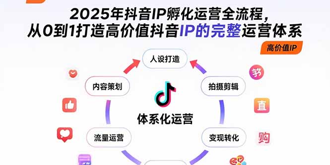 2025年抖音IP孵化运营全流程，从0到1打造高价值抖音IP的完整运营体系-聚业