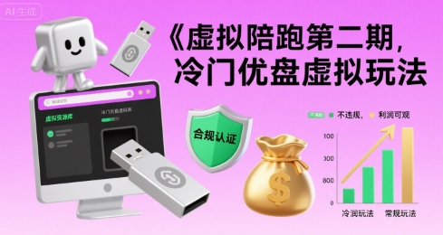 虚拟陪跑第二期，冷门优盘虚拟玩法，不违规，利润可观-聚业