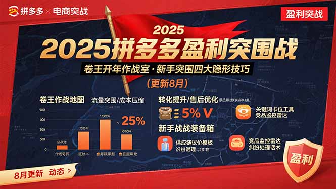 2025拼多多盈利突围战：卷王开年作战室，新手突围四大隐形技巧(更新8月-聚业