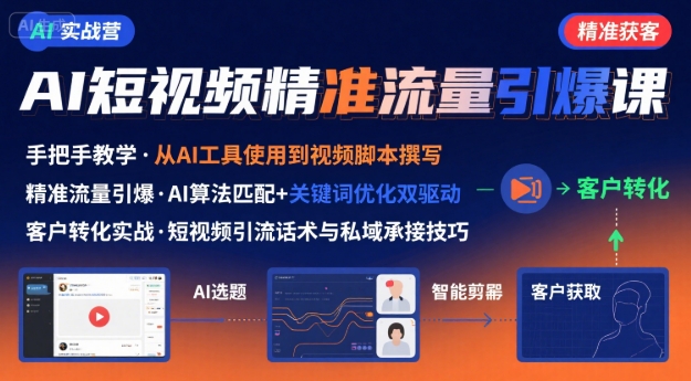AI+短视频引爆精准客户实战营，手把手教你引爆Ai短视频精准流量-聚业