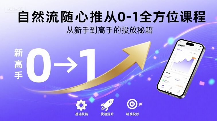 自然流随心推从0-1全方位课程，从新手到高手的投放秘籍-聚业