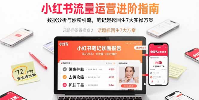 小红书流量运营进阶指南，数据分析与涨粉引流，笔记起死回生7大实操方案-聚业