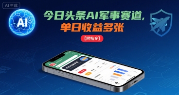 今日头条AI军事赛道，单日收益多张 ，手机可做【附指令】-聚业