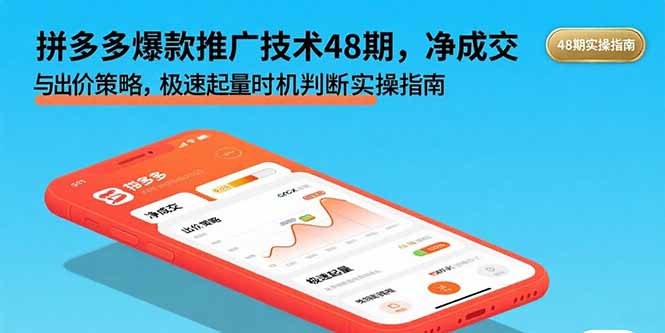 拼多多爆款推广技术48期，净成交与出价策略，极速起量时机判断实操指南-聚业