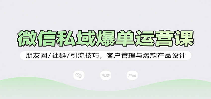 微信私域爆单运营课：朋友圈/社群/引流技巧，客户管理与爆款产品设计-聚业
