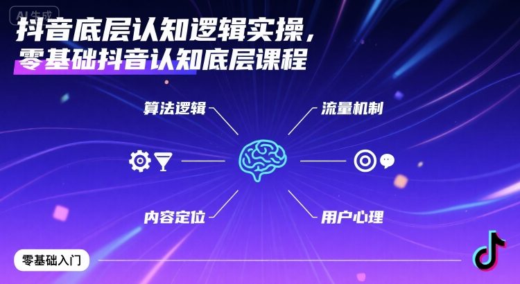 抖音底层认知逻辑实操，零基础抖音认知底层课程-聚业