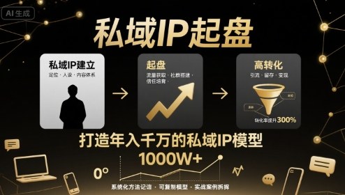 私域IP起盘，私域ip建立、起盘、高转化，打造年入千万的私域ip模型-聚业