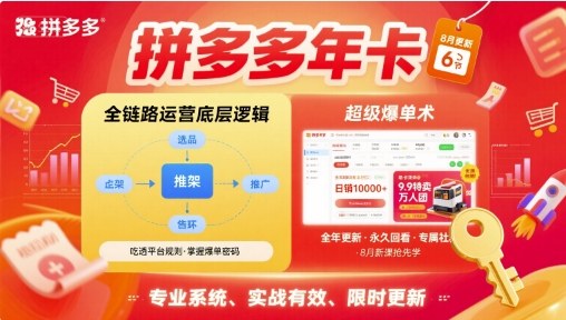 拼多多年卡【8月更新6节】拼多多全链路运营底层逻辑，超级爆单术-聚业