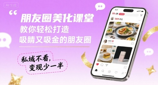 朋友圈美化课堂,教你轻松打造,吸睛又吸金的朋友圈,私域不看,变现少一半-聚业