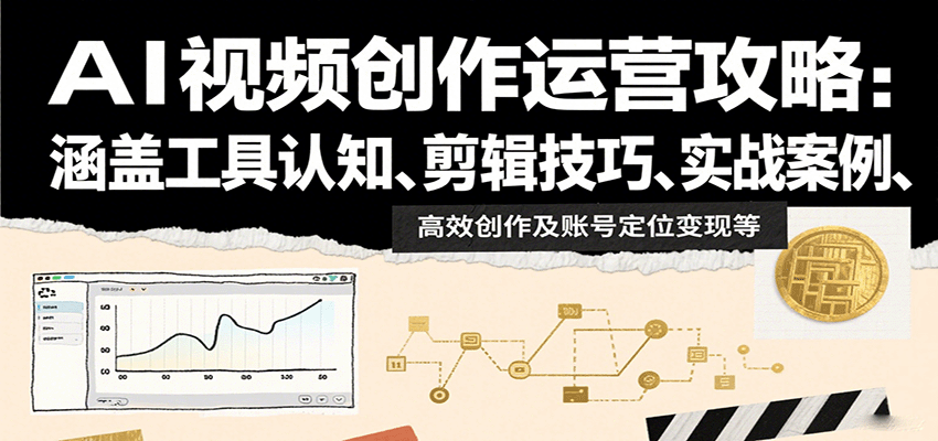 AI视频创作运营攻略：涵盖工具认知、剪辑技巧、实战案例、高效创作及账号定位变现等-聚业