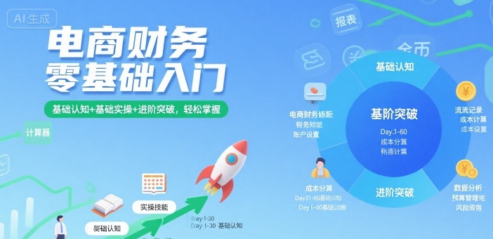 电商财务零基础入门，基础认知+基础实操+进阶突破，轻松掌握-聚业