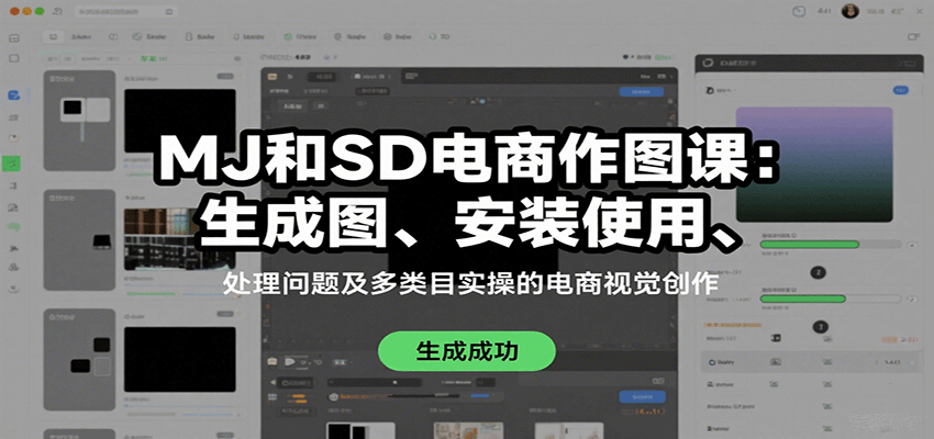MJ和SD电商作图课：生成图、安装使用、处理问题及多类目实操的电商视觉创作-聚业