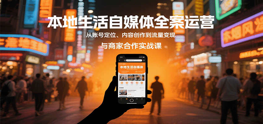 本地生活自媒体全案运营，从账号定位、内容创作到流量变现与商家合作实战课-聚业