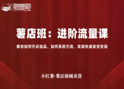 小红薯薯店商城卖货,进阶流量课,教你如何开店选品、如何系统引流,实现快速卖货变现-聚业
