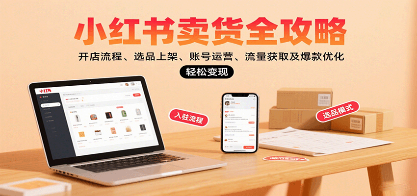 小红书卖货全攻略：开店流程、选品上架、账号运营、流量获取及爆款优化，轻松变现-聚业