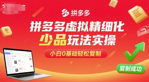 拼多多虚拟精细化少品玩法实操，小白0基础轻松复制-聚业