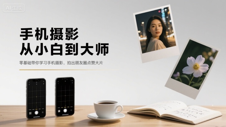 手机摄影从小白到大师，零基础带你学习手机摄影，拍出朋友圈点赞大片-聚业