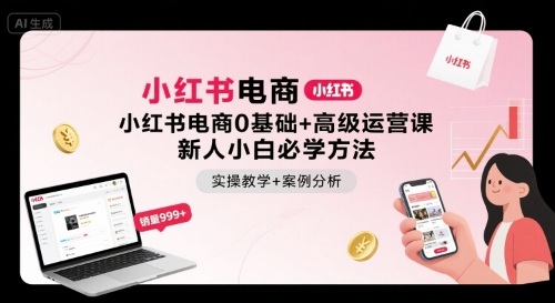 小红书电商0基础+高级运营课，新人小白必学方法，实操教学+案例分析-聚业