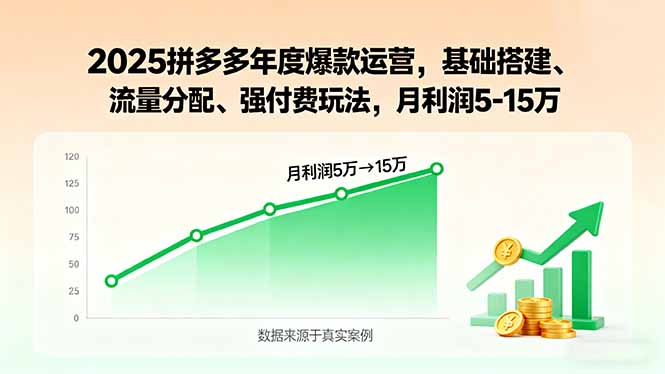 2025拼多多年度爆款运营,基础搭建、流量分配、强付费玩法,月利润5-15万-聚业