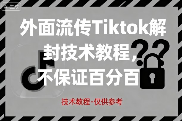 外面流传Tiktok解封技术教程,不保证百分百,具体自测-聚业