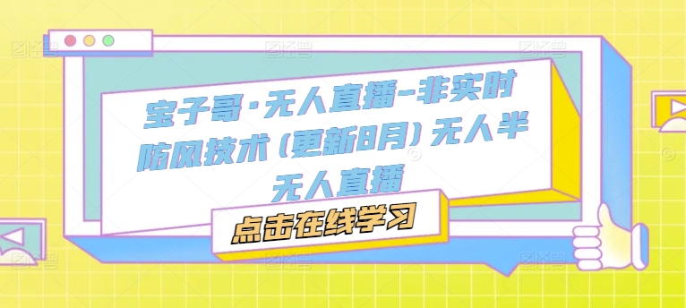 宝子哥·无人直播-非实时防风技术(更新25年9月)无人半无人直播-聚业