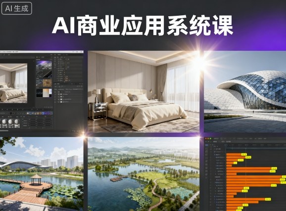 AI商业应用系统课，室内-软装-建筑-景观，智能设计+效果图+动画画实战-聚业