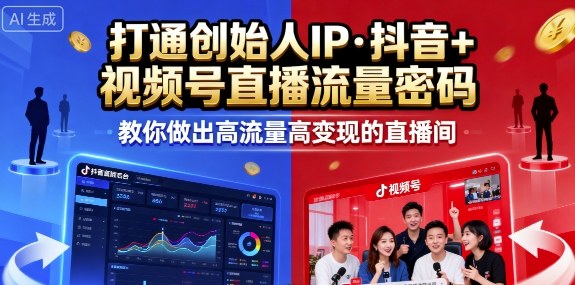 25年直播9-10两期线下课，打通创始人IP，抖音+视频号直播流量密码，教你做出高流量高变现的直播间-聚业