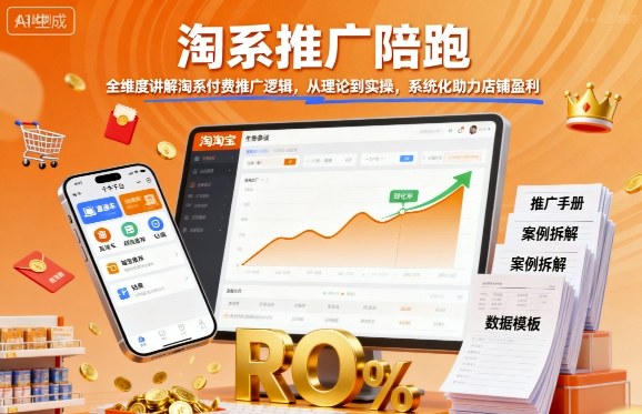 淘系推广陪跑，全维度讲解淘系付费推广逻辑，从理论到实操，系统化助力店铺盈利-聚业