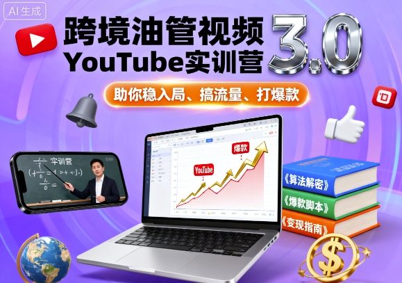 跨境油管视频YouTube实训营3.0，助你稳入局、搞流量、打爆款-聚业