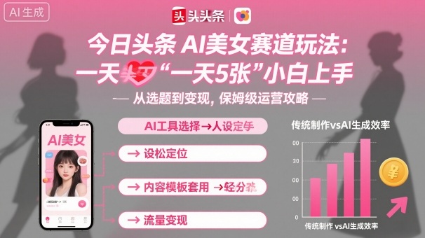 今日头条AI美女赛道玩法，一天轻松5张，小白轻松上手-聚业