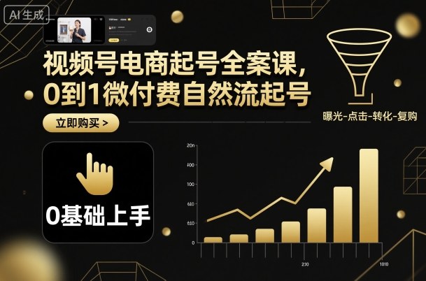 视频号电商起号全案课，0到1微付费自然流起号-聚业
