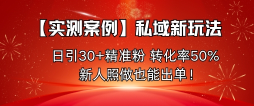 【实测案例】私域新玩法，日引30+精准粉，转化率50%，新人照做也能出单！-聚业
