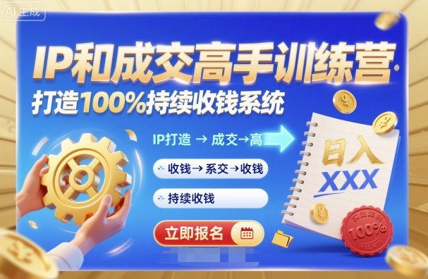 带你成为IP和成交高手的训练营，打造100%持续收钱系统-聚业