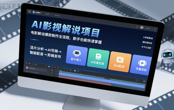 AI影视解说项目，电影解说爆款制作全流程，新手也能快速掌握-聚业