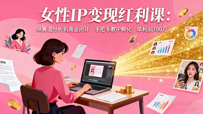 女性IP变现红利课：从赛道分析到商业闭环，手把手教IP孵化，年利润100万-聚业