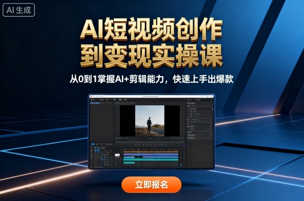 AI短视频创作到变现实操课，从0到1掌握AI+剪辑能力，快速上手出爆款(更新10月)-聚业