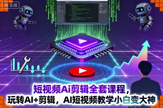 短视频Ai剪辑全套课程，玩转AI+剪辑，AI短视频教学小白变大神-聚业
