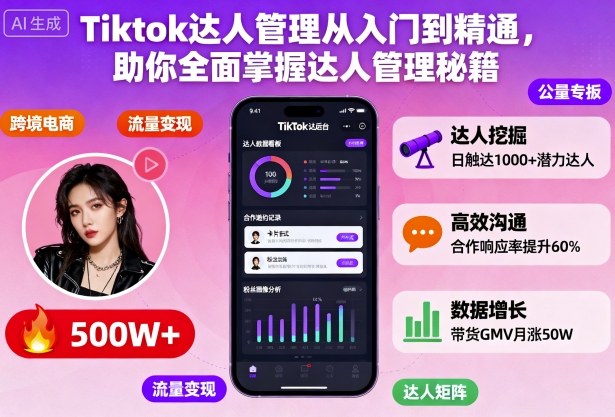 Tiktok达人管理从入门到精通，助你全面掌握达人管理秘籍-聚业