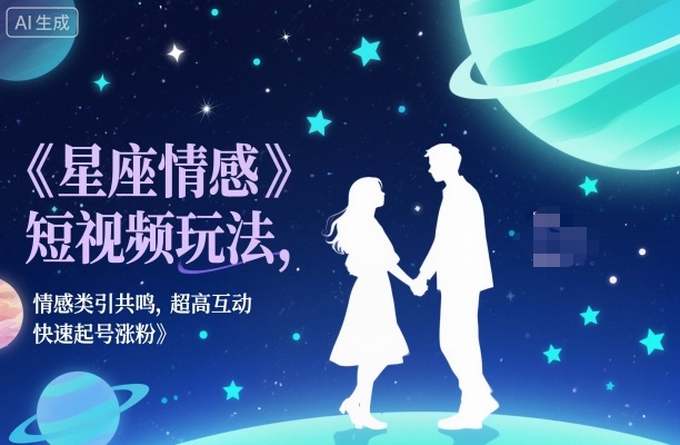 星座情感短视频玩法，情感类引共鸣，超高互动，快速起号涨粉-聚业