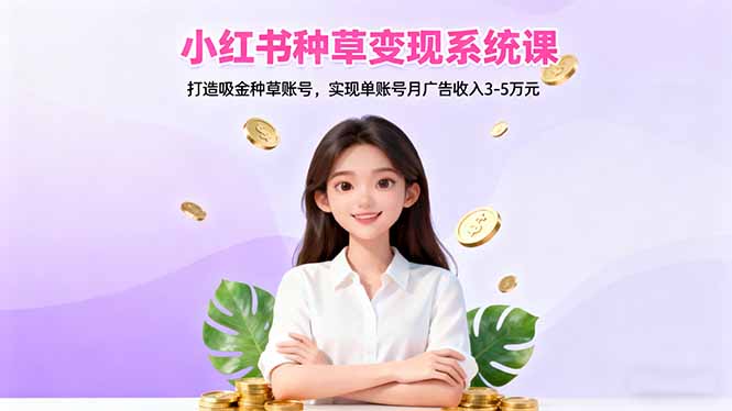 小红书种草变现系统课:打造吸金种草账号,实现单账号月广告收入3-5万元-聚业