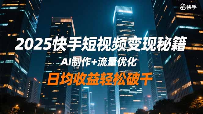 2025快手短视频变现秘籍，AI制作+流量优化，日均收益轻松破千-聚业