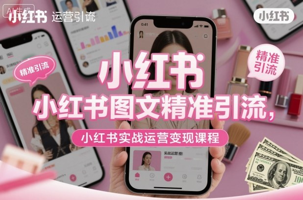 小红书图文精准引流，小红书实战运营变现课程-聚业