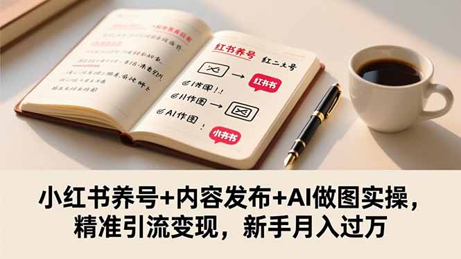 小红书养号+内容发布+AI做图实操，精准引流变现，新手月入过万-聚业