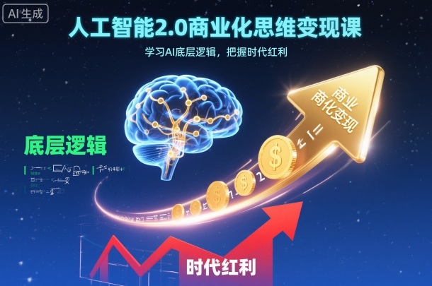 人工智能2.0商业化思维变现课,学习AI底层逻辑,把握时代红利-聚业