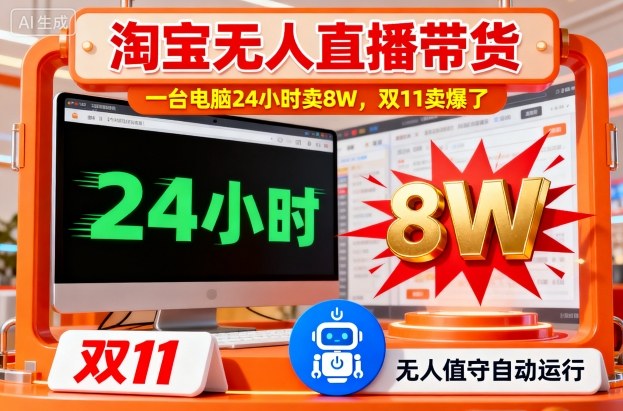淘宝无人直播带货，一台电脑214小时卖8W，双11卖爆了【揭秘】-聚业