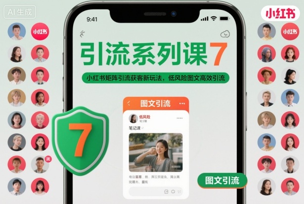 引流系列课7，小红书矩阵引流获客新玩法，低风险图文高效引流-聚业