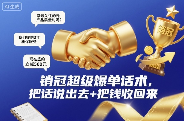 销冠超级爆单话术，把话说出去+把钱收回来-聚业