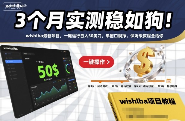 3个月实测稳如狗！wishlba最新项目，一键运行日入50美刀，单窗口躺挣，保姆级教程全给你【揭秘】-聚业