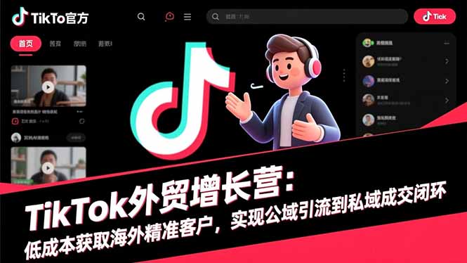 TikTok外贸增长营：低成本获取海外精准客户，实现公域引流到私域成交闭环-聚业