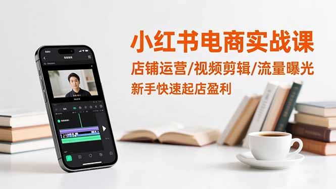 小红书电商实战课：店铺运营/视频剪辑/流量曝光，新手快速起店盈利-聚业
